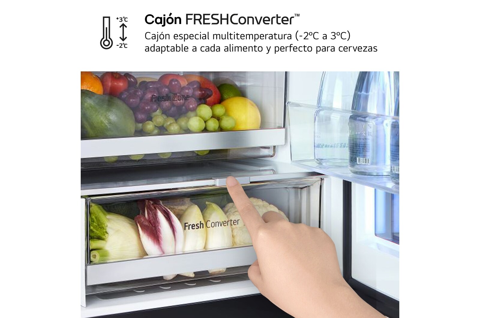 LG Outlet Frigorífico combi Instaview con MoodUP Door Cooling+, 1,86 m, Clasificación D, capacidad de 352 l, Multicolor, GBG719MDNN.OUTLET