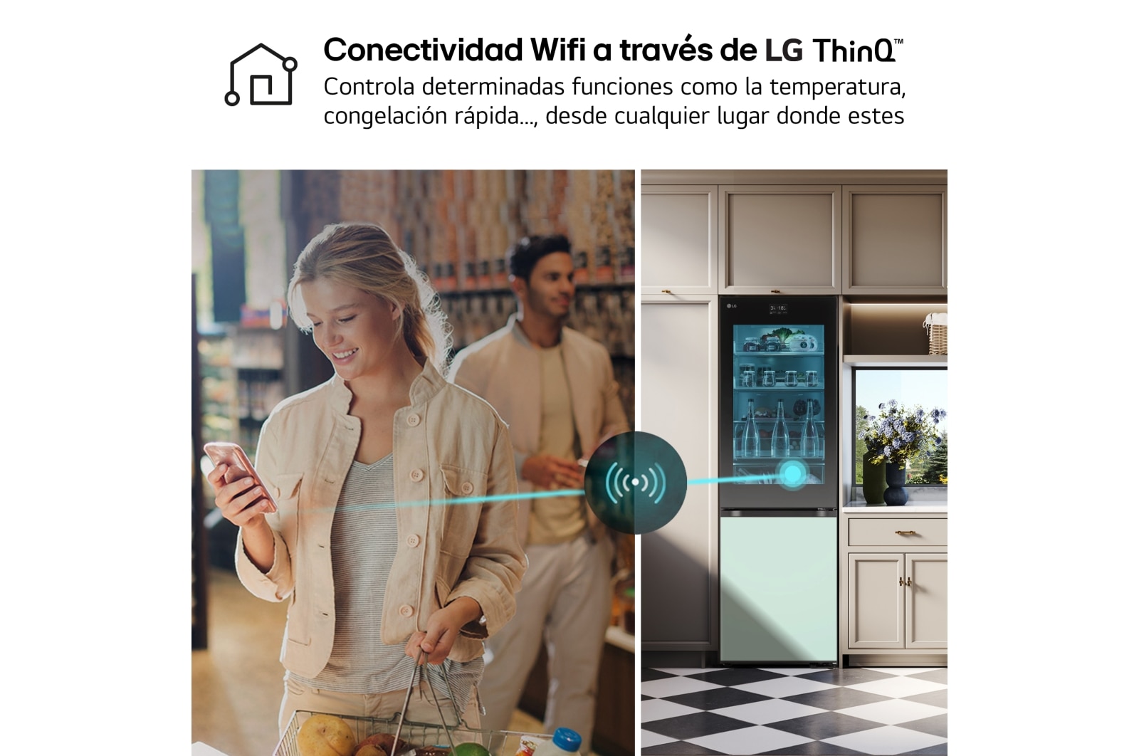 LG Outlet Frigorífico combi Instaview con MoodUP Door Cooling+, 1,86 m, Clasificación D, capacidad de 352 l, Multicolor, GBG719MDNN.OUTLET
