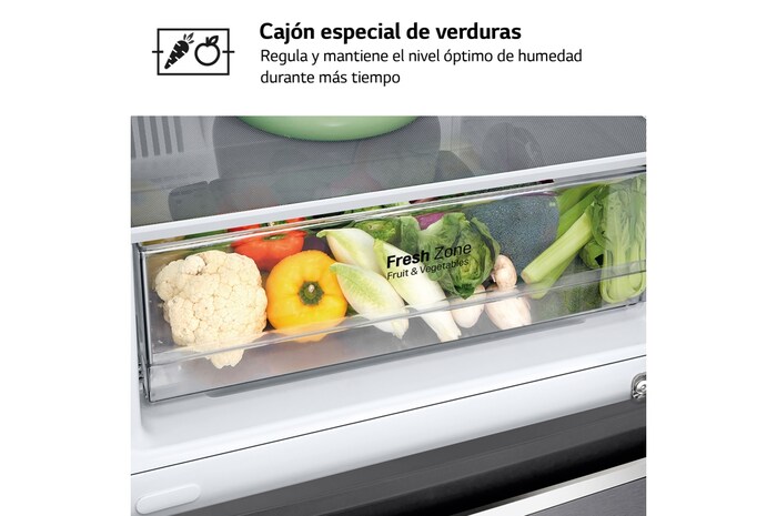 LG Outlet Frigorífico Combi, 1,86m, Clasificación E, capacidad de 374l, Inox Grafito Antihuellas, serie 3, GBP31DSLZN.OUTLET