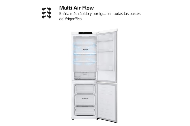 LG Frigorífico Combi LG GBP31SWLZN, 1,86m, E, capacidad de 374l, Blanco, serie 3, GBP31SWLZN