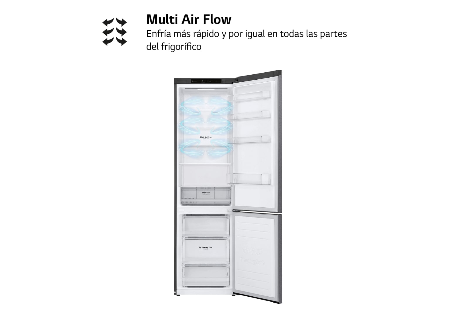 LG Outlet Frigorífico Combi LG GBP32DSLZN, 2,03m, A++, capacidad de 419l, Inox Grafito Antihuellas, serie 3, GBP32DSLZN.OUTLET