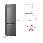 LG Outlet Frigorífico Combi LG GBP32DSLZN, 2,03m, A++, capacidad de 419l, Inox Grafito Antihuellas, serie 3, GBP32DSLZN.OUTLET