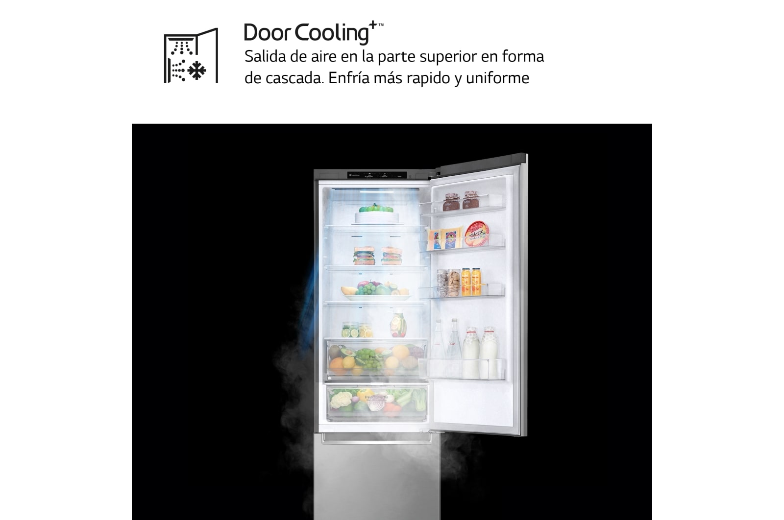LG Frigorífico Combi Door Cooling+, 2m, Clasificación B, capacidad de 419l, Inox Antihuellas, Serie P500 , GBP52PYNBN