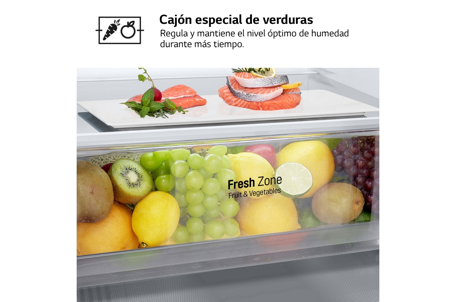 LG Frigorífico Combi Door Cooling+, 2m, Clasificación B, capacidad de 419l, Inox Antihuellas, Serie P500 , GBP52PYNBN