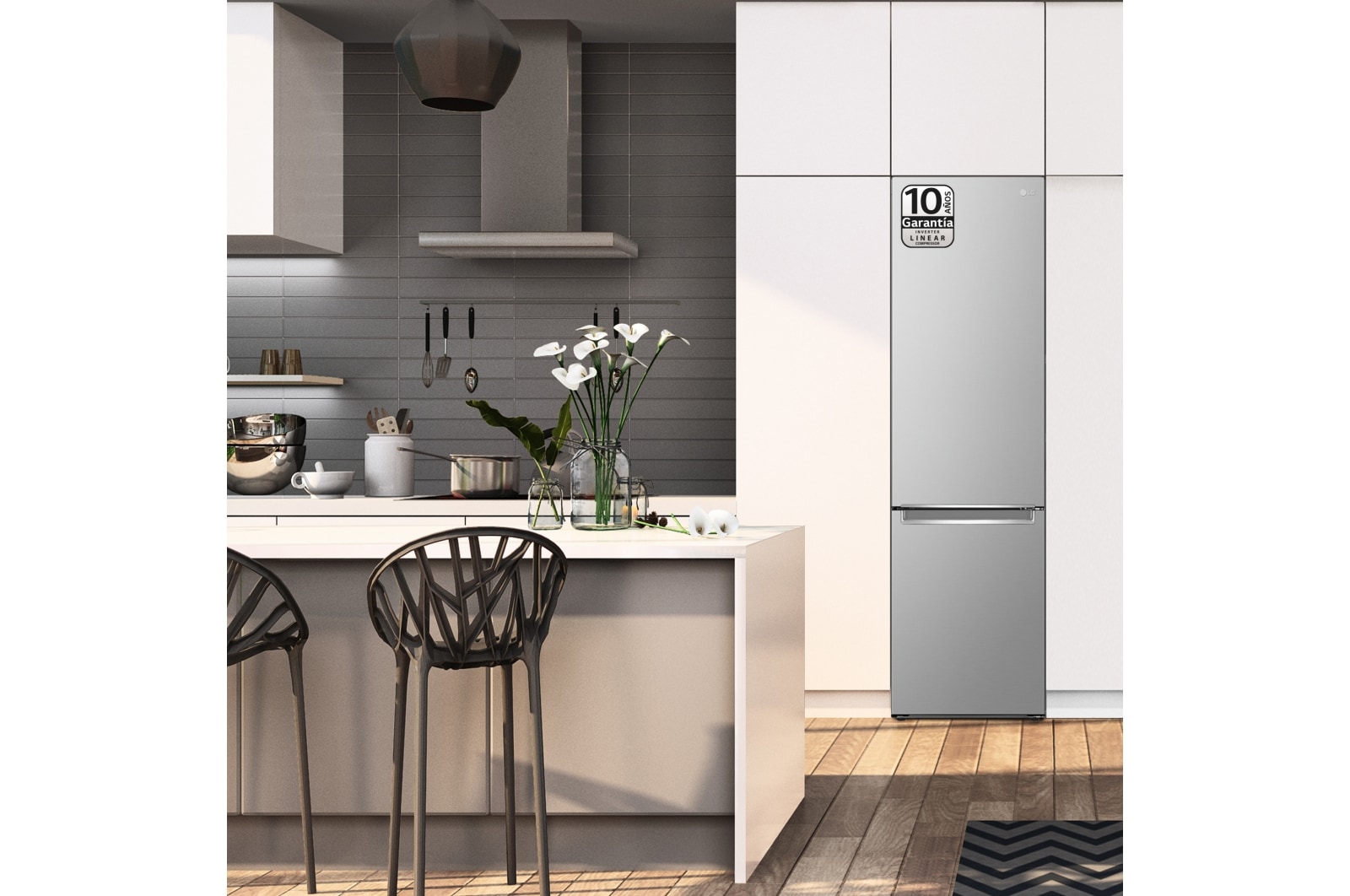 LG Frigorífico Combi Door Cooling+, 2m, Clasificación B, capacidad de 419l, Inox Antihuellas, Serie P500 , GBP52PYNBN