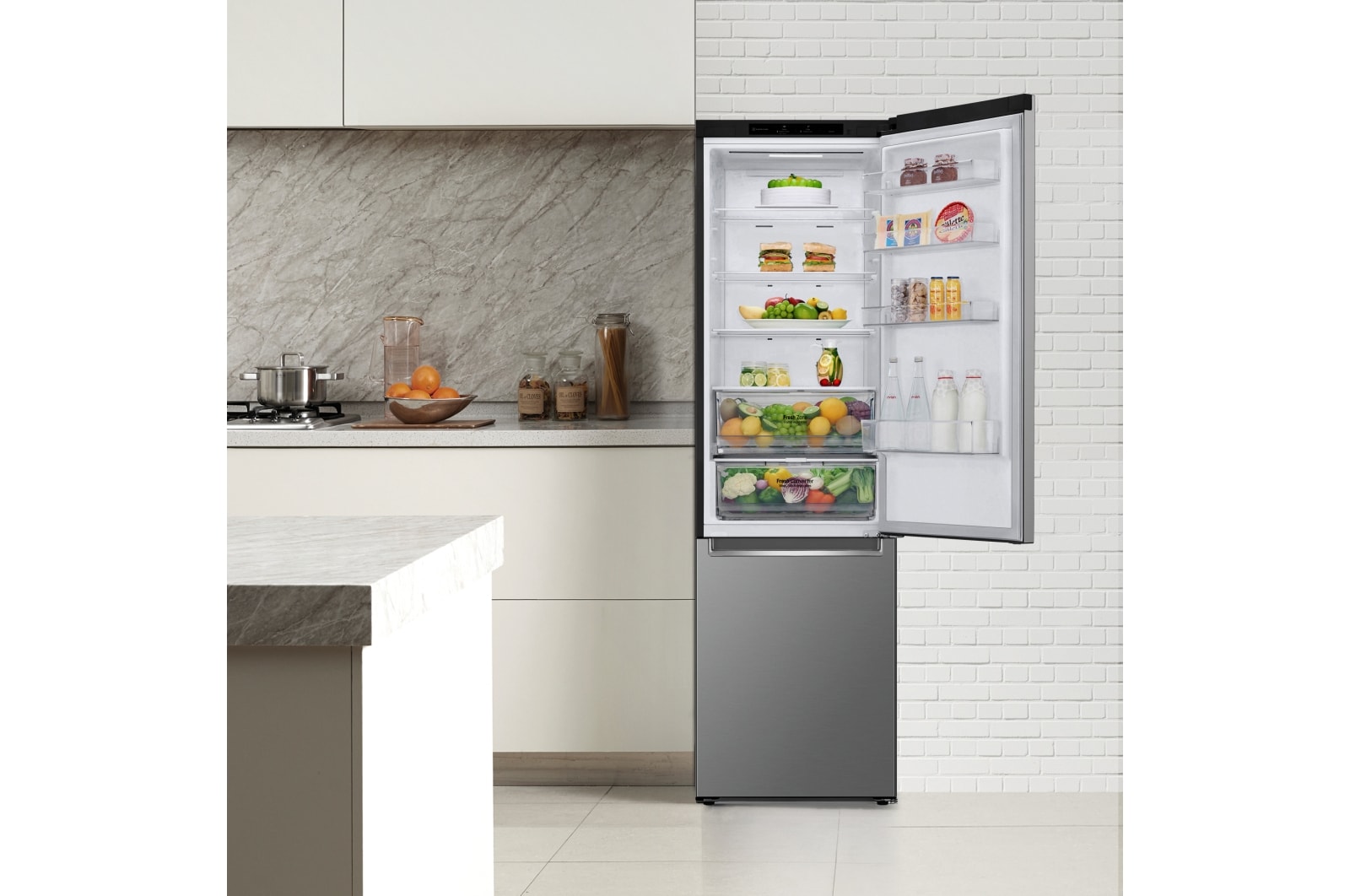 LG Frigorífico Combi Door Cooling+, 2m, Clasificación B, capacidad de 419l, Inox Antihuellas, Serie P500 , GBP52PYNBN