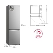 LG Frigorífico Combi Door Cooling+, 2m, Clasificación B, capacidad de 419l, Inox Antihuellas, Serie P500 , GBP52PYNBN