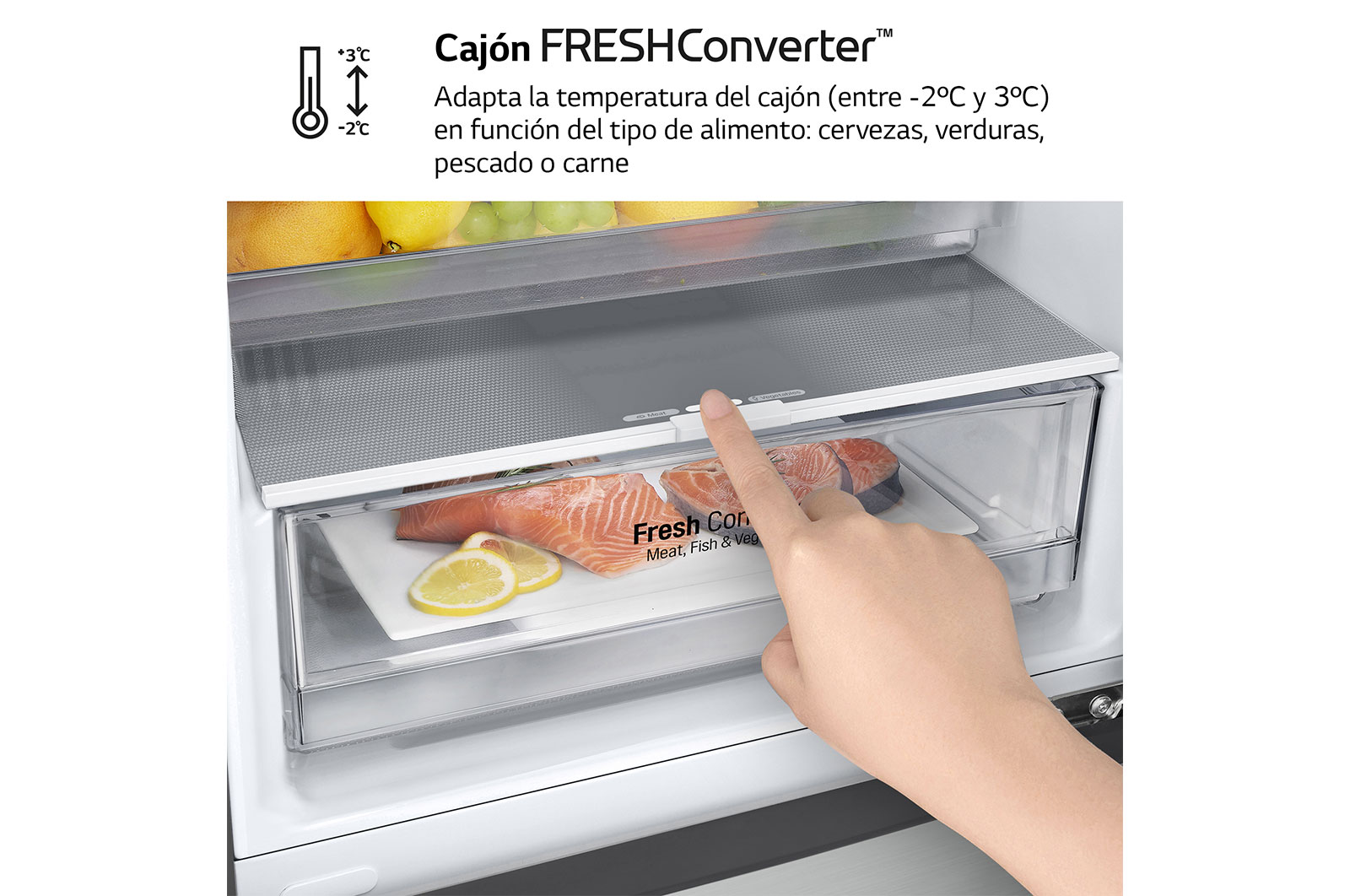 LG Frigorífico Combi Door Cooling+, 2,03m, Clasificación C, capacidad de 419l, inox antihuellas. Serie P500 , GBP52PZNCN1
