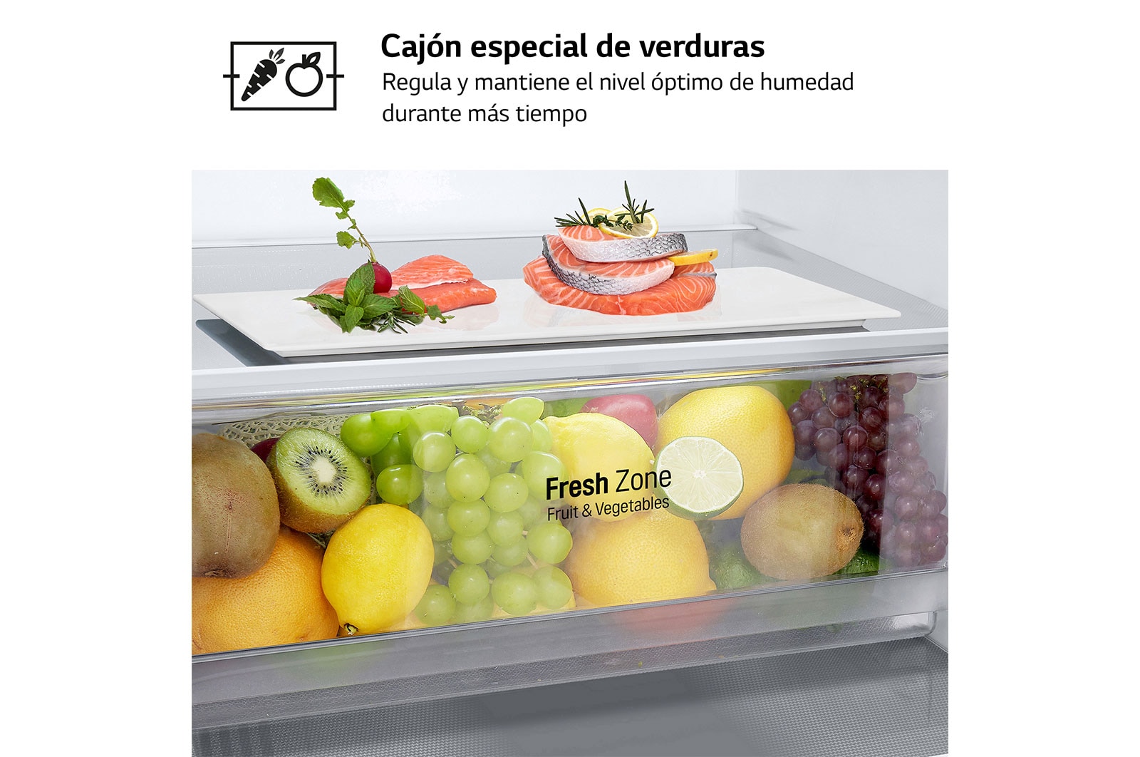 LG Frigorífico Combi Door Cooling+, 2,03m, Clasificación C, capacidad de 419l, inox antihuellas. Serie P500 , GBP52PZNCN1