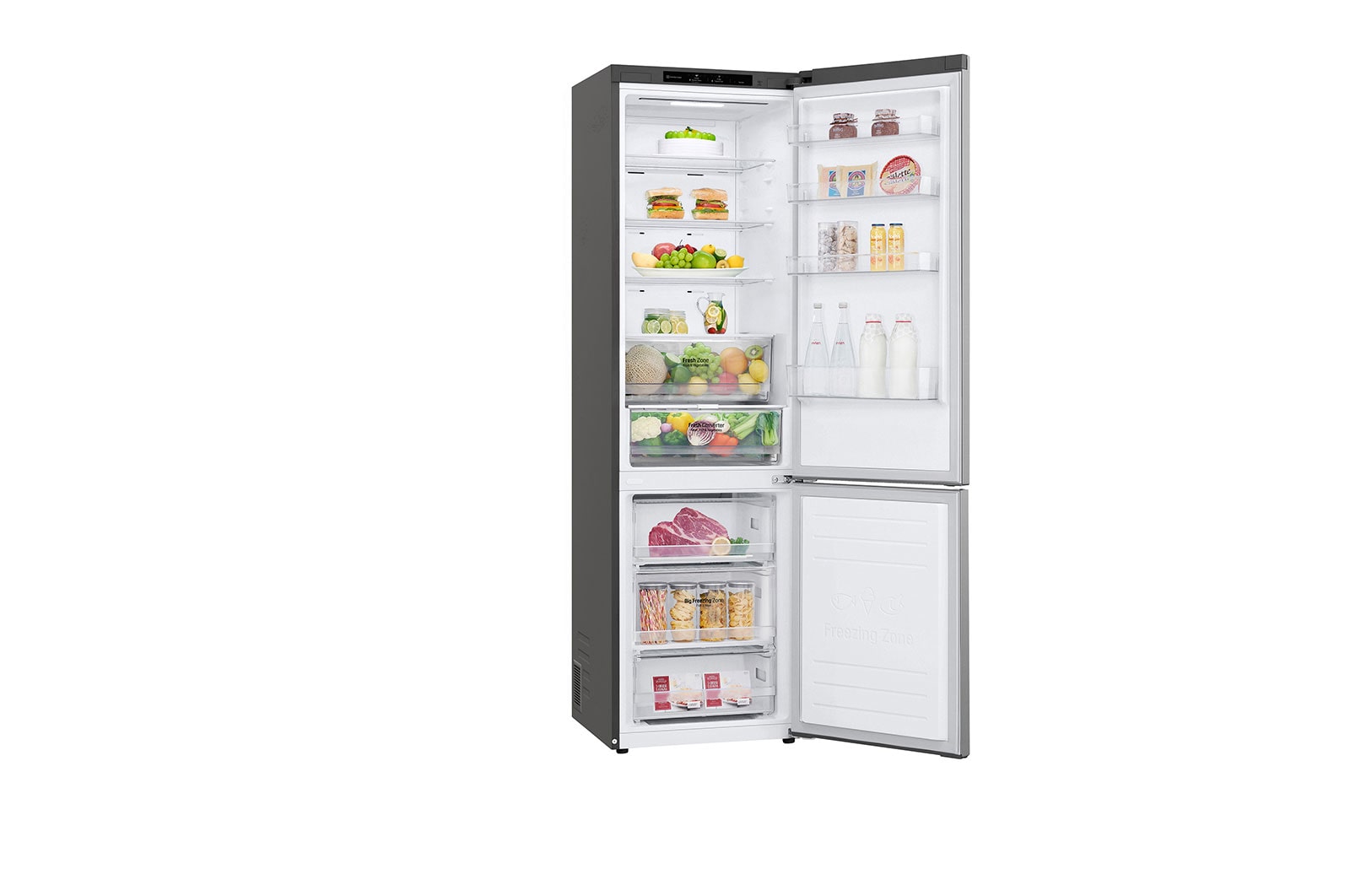 LG Frigorífico Combi Door Cooling+, 2,03m, Clasificación C, capacidad de 419l, inox antihuellas. Serie P500 , GBP52PZNCN1