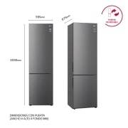 LG Frigorífico Combi 2m, Clasificación C, capacidad de 419l, Inox grafito , serie P-600, GBP62DSNCC1