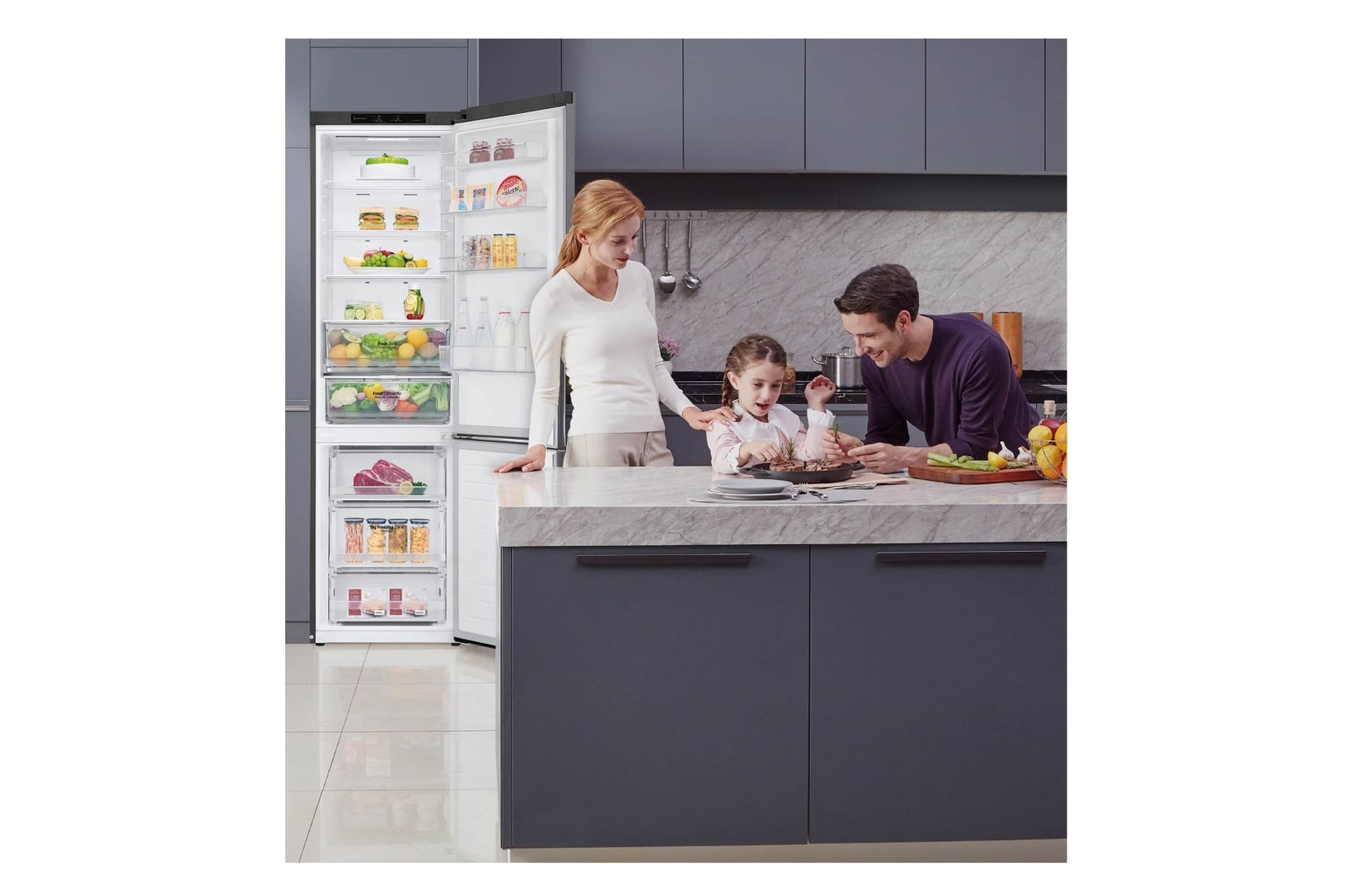 LG Frigorífico Combi  2m, Clasificación D, capacidad de 419l, Inox grafito , serie P-600, GBP62DSNGC