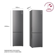 LG Frigorífico Combi  2m, Clasificación D, capacidad de 419l, Inox grafito , serie P-600, GBP62DSNGC