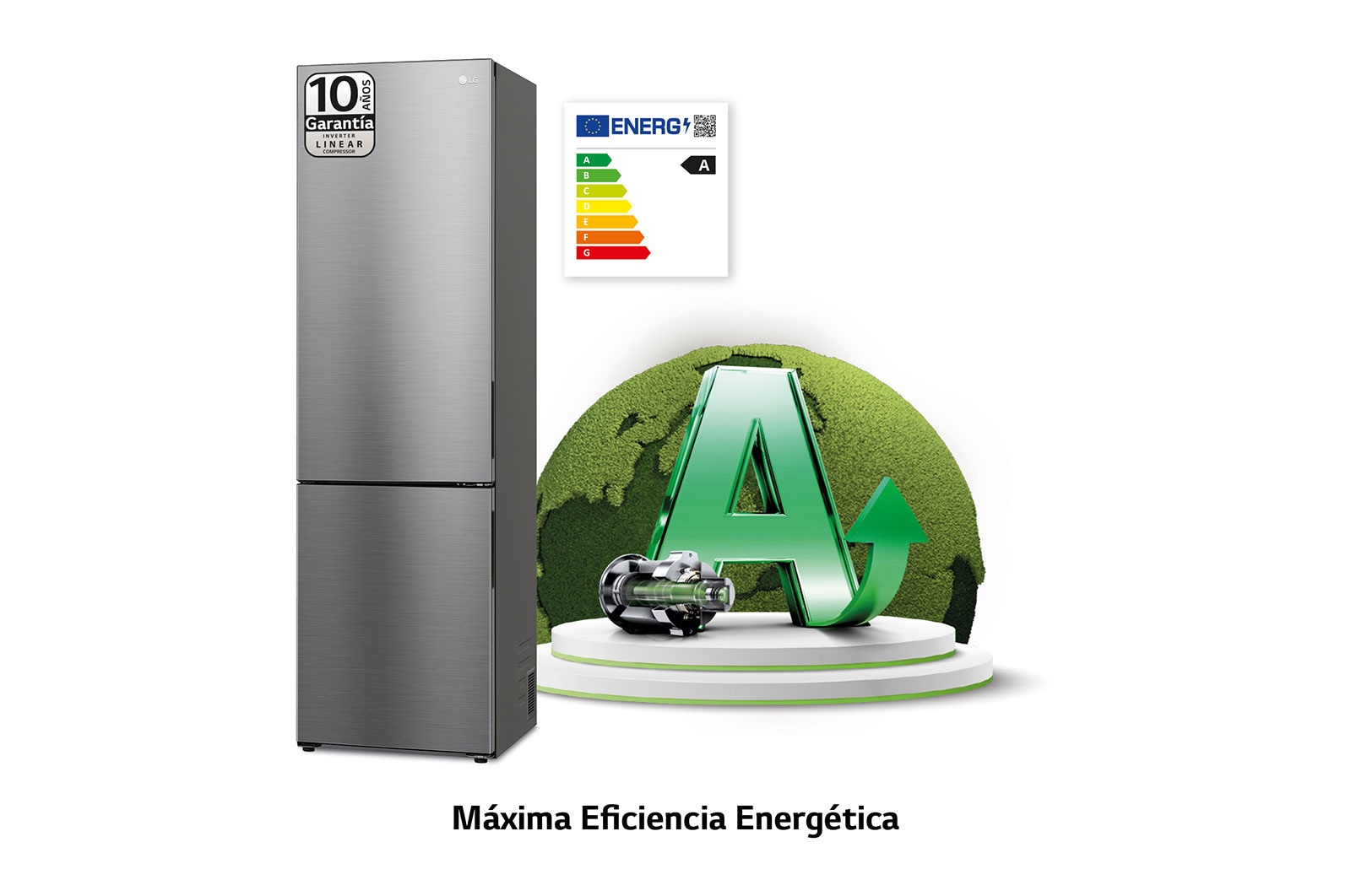 LG Outlet Frigorífico Combi Door Cooling+, 2m, Clasificación A, capacidad de 419l, Inox antihuellas , serie P-600, GBP62PZNAC.OUTLET