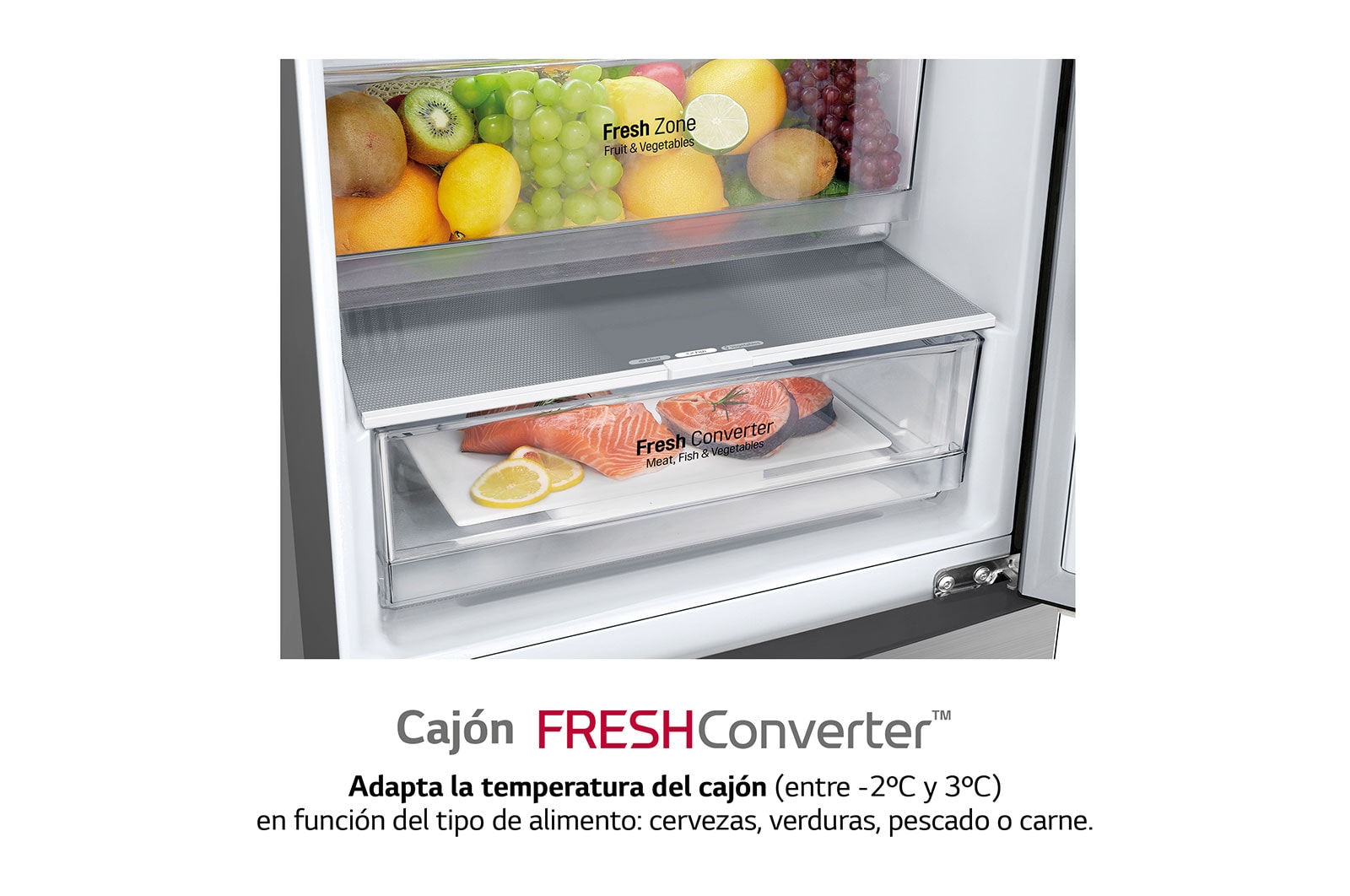 LG Outlet Frigorífico Combi Door Cooling+, 2m, Clasificación A, capacidad de 419l, Inox antihuellas , serie P-600, GBP62PZNAC.OUTLET