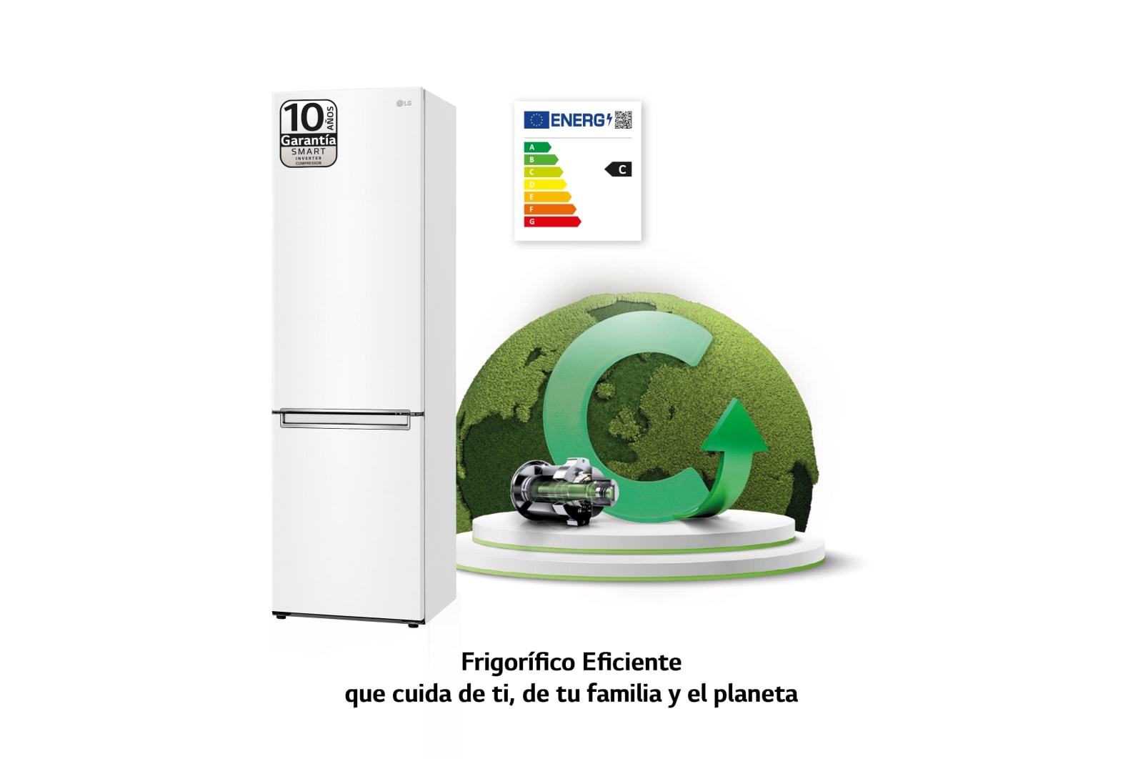 LG Outlet Frigorífico Combi Door Cooling+, 2m, Clasificación C, capacidad de 419l, Blanco, serie P-600, GBP62SWNCN1.OUTLET
