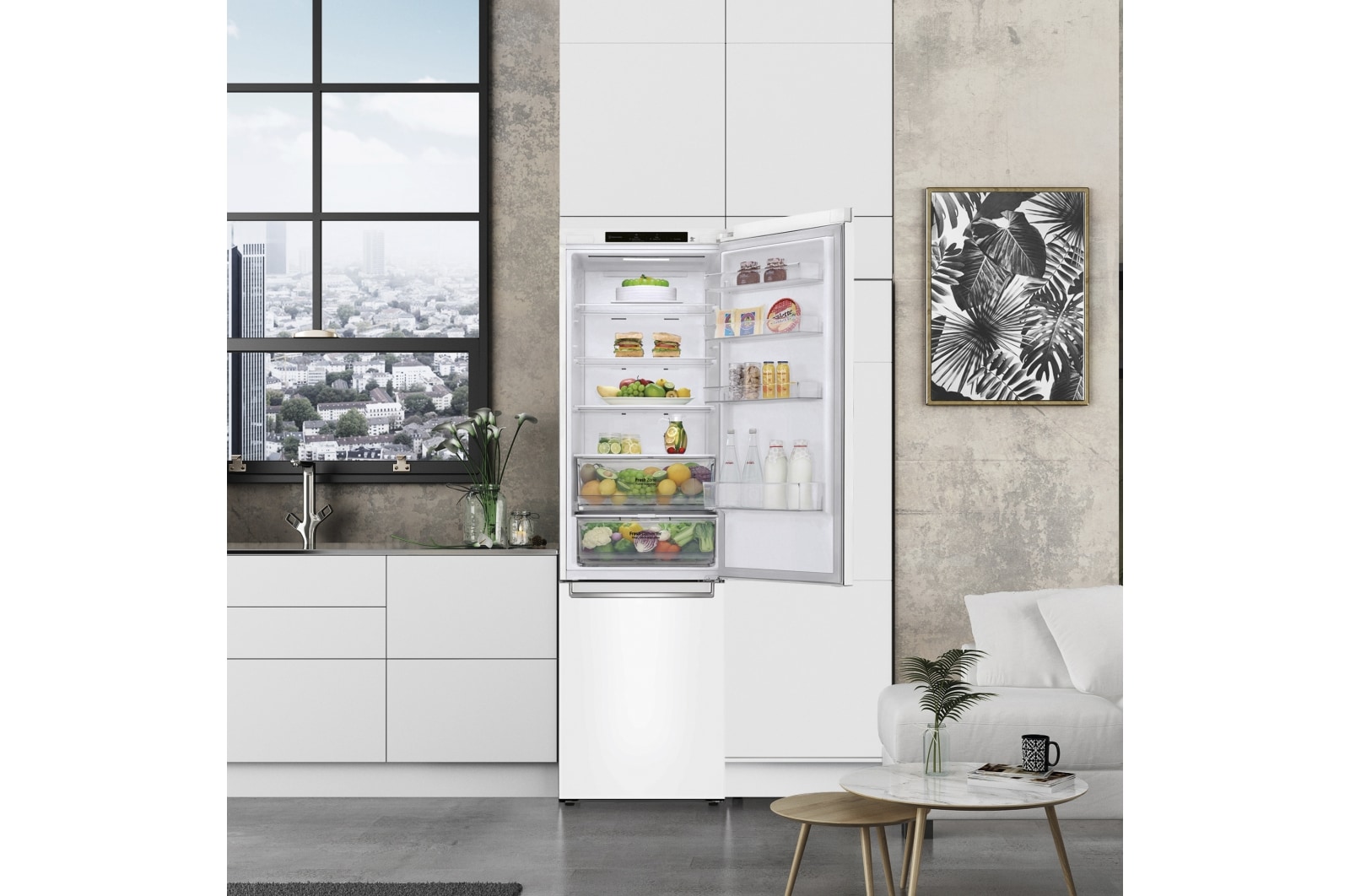 LG Outlet Frigorífico Combi Door Cooling+, 2m, Clasificación C, capacidad de 419l, Blanco, serie P-600, GBP62SWNCN1.OUTLET