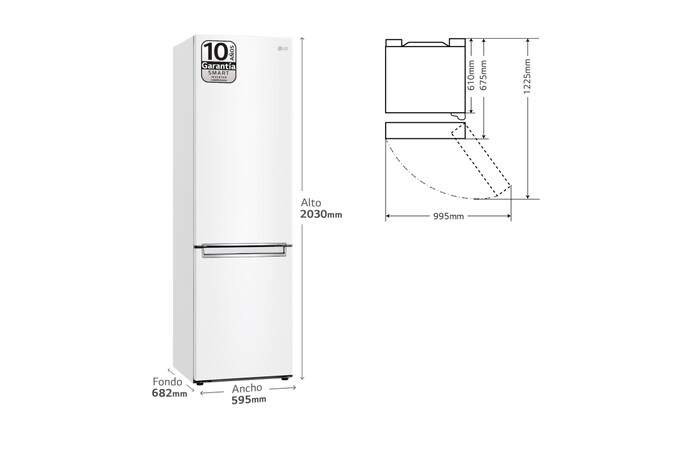 LG Outlet Frigorífico Combi LG, 203 cm, Blanco, D, GBP62SWNGN.OUTLET
