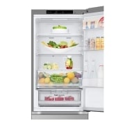 LG Frigorífico Combi Door Cooling+,  1,86m, Clasificación C, capacidad de 374l, inox antihuellas. Serie 300, GBV3100CPY vista frontal ladeada, GBV3100CPY