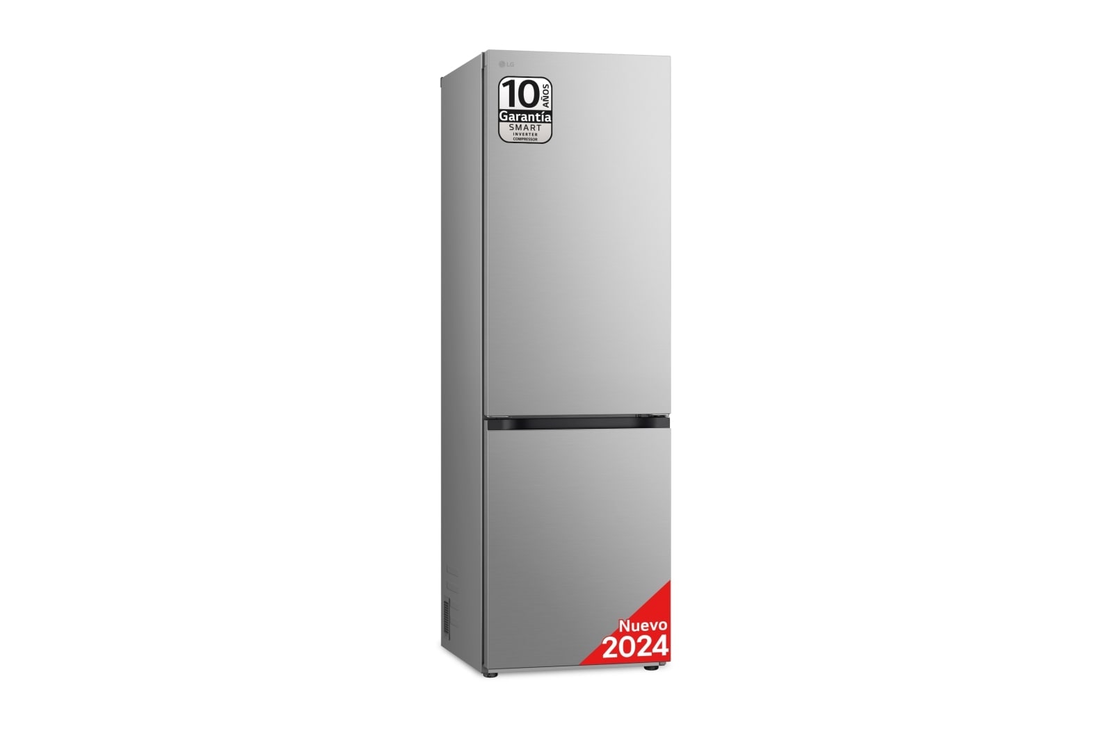 LG Frigorífico Combi Door Cooling+,  1,86m, Clasificación C, capacidad de 374l, inox antihuellas. Serie 300, GBV3100CPY vista frontal ladeada, GBV3100CPY