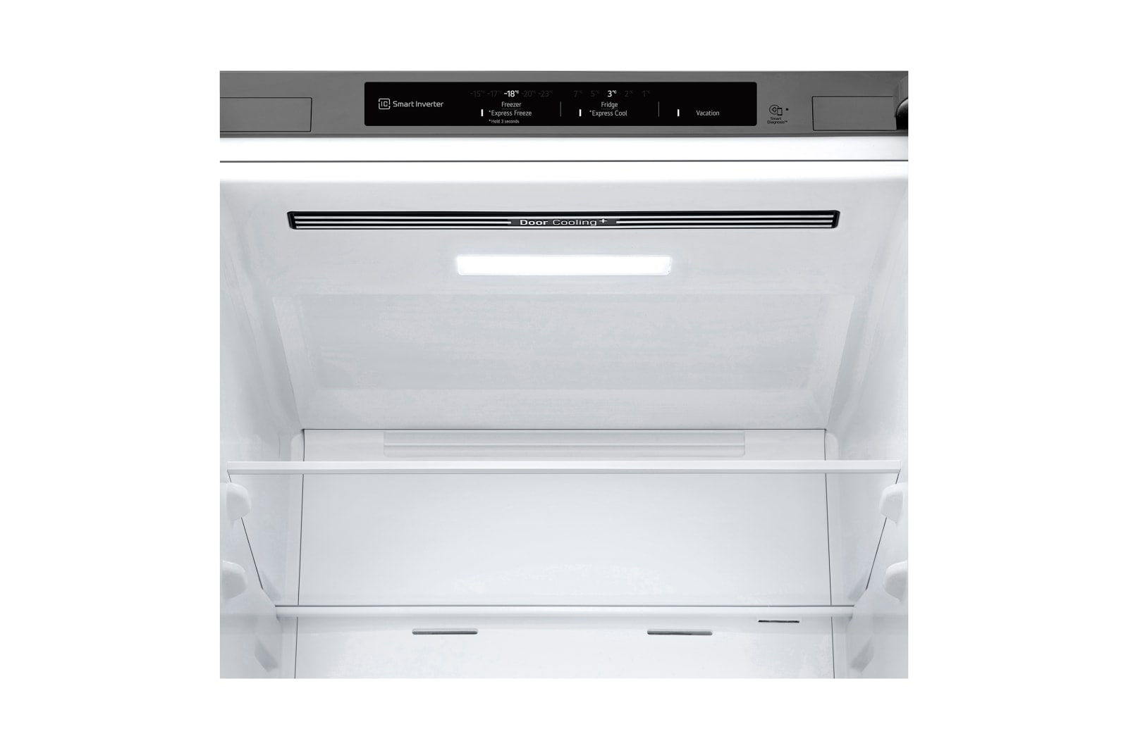 LG Frigorífico Combi Door Cooling+,  1,86m, Clasificación C, capacidad de 374l, inox antihuellas. Serie 300, GBV3100CPY vista frontal ladeada, GBV3100CPY