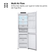 LG Frigorífico Combi Door Cooling+,  1,86m, Clasificación C, capacidad de 374l, blanco. Serie 300, GBV3100CSW vista frontal ladeada, GBV3100CSW