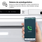 LG Frigorífico Combi Door Cooling+,  1,86m, Clasificación C, capacidad de 374l, blanco. Serie 300, GBV3100CSW vista frontal ladeada, GBV3100CSW