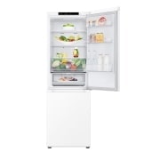 LG Frigorífico Combi Door Cooling+,  1,86m, Clasificación C, capacidad de 374l, blanco. Serie 300, GBV3100CSW vista frontal ladeada, GBV3100CSW