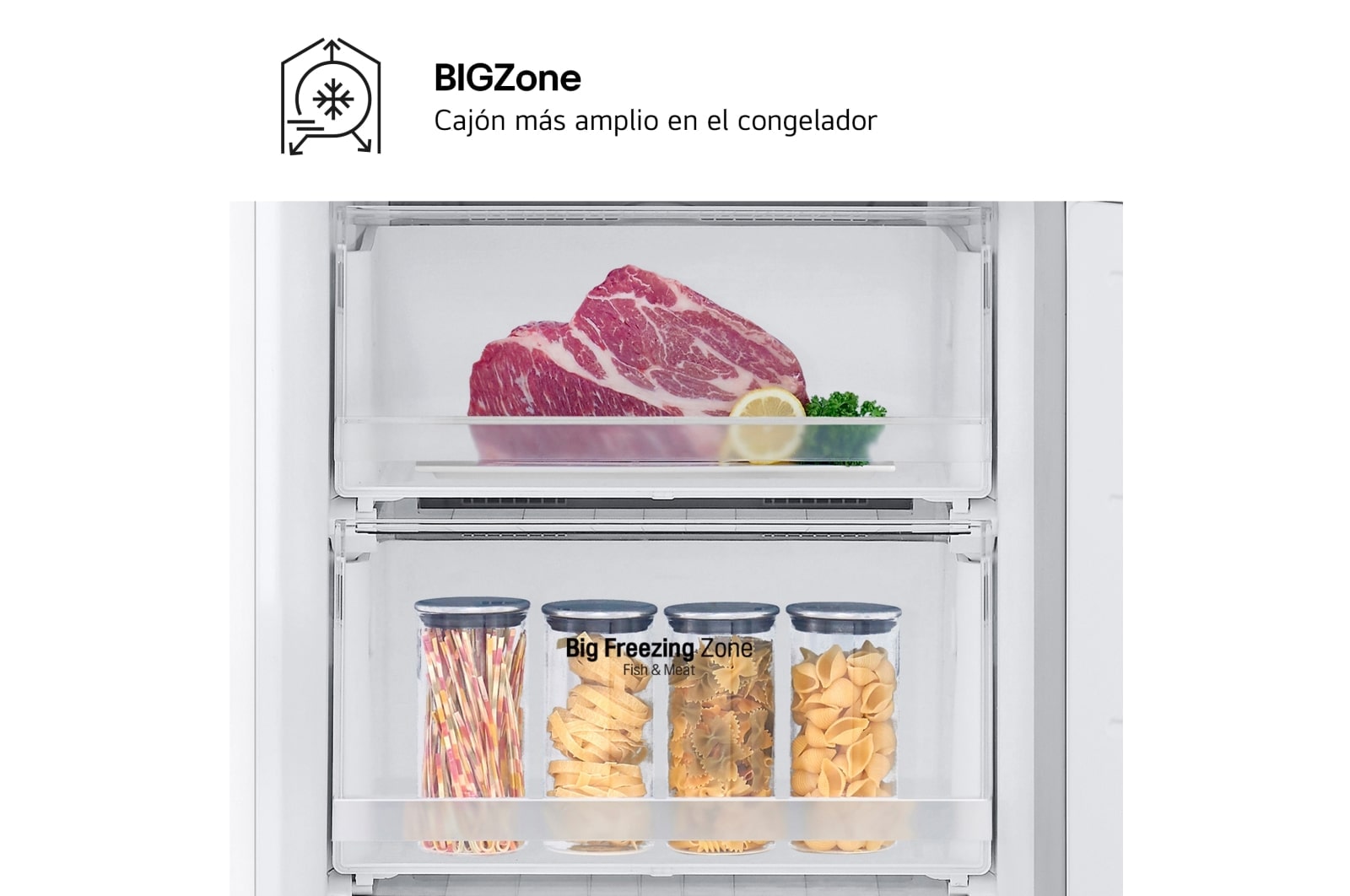LG Frigorífico Combi Door Cooling+,  1,86m, Clasificación C, capacidad de 374l, blanco. Serie 300, GBV3100CSW vista frontal ladeada, GBV3100CSW