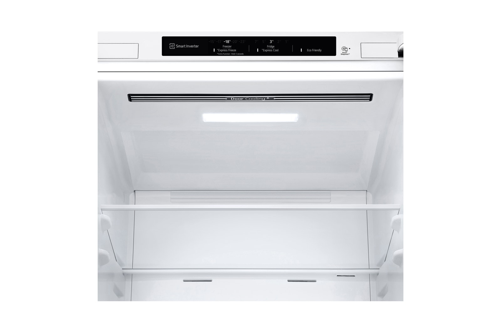 LG Frigorífico Combi Door Cooling+,  1,86m, Clasificación C, capacidad de 374l, blanco. Serie 300, GBV3100CSW vista frontal ladeada, GBV3100CSW