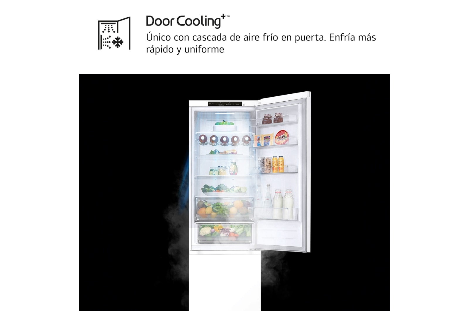 LG Outlet Frigorífico Combi Door Cooling+, 2,03m, Clasificación C, capacidad de 419l, blanco. Serie 300, GBV3200CSW.OUTLET