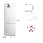 LG Outlet Frigorífico Combi Door Cooling+, 2,03m, Clasificación C, capacidad de 419l, blanco. Serie 300, GBV3200CSW.OUTLET