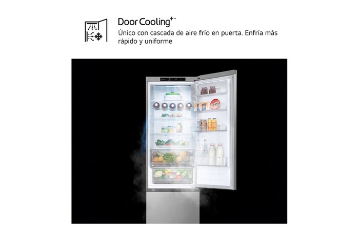 LG Frigorífico Combi Door Cooling+, 2,03m, Clasificación D, capacidad de 419l, inox antihuellas. Serie 300 , GBV3200DPY