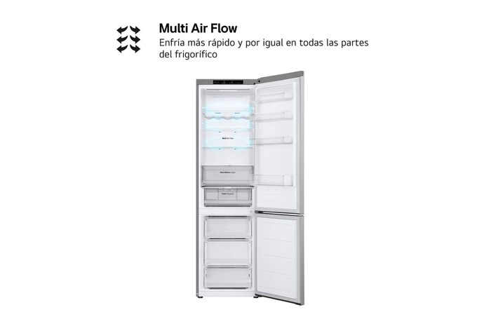 LG Frigorífico Combi Door Cooling+, 2,03m, Clasificación D, capacidad de 419l, inox antihuellas. Serie 300 , GBV3200DPY