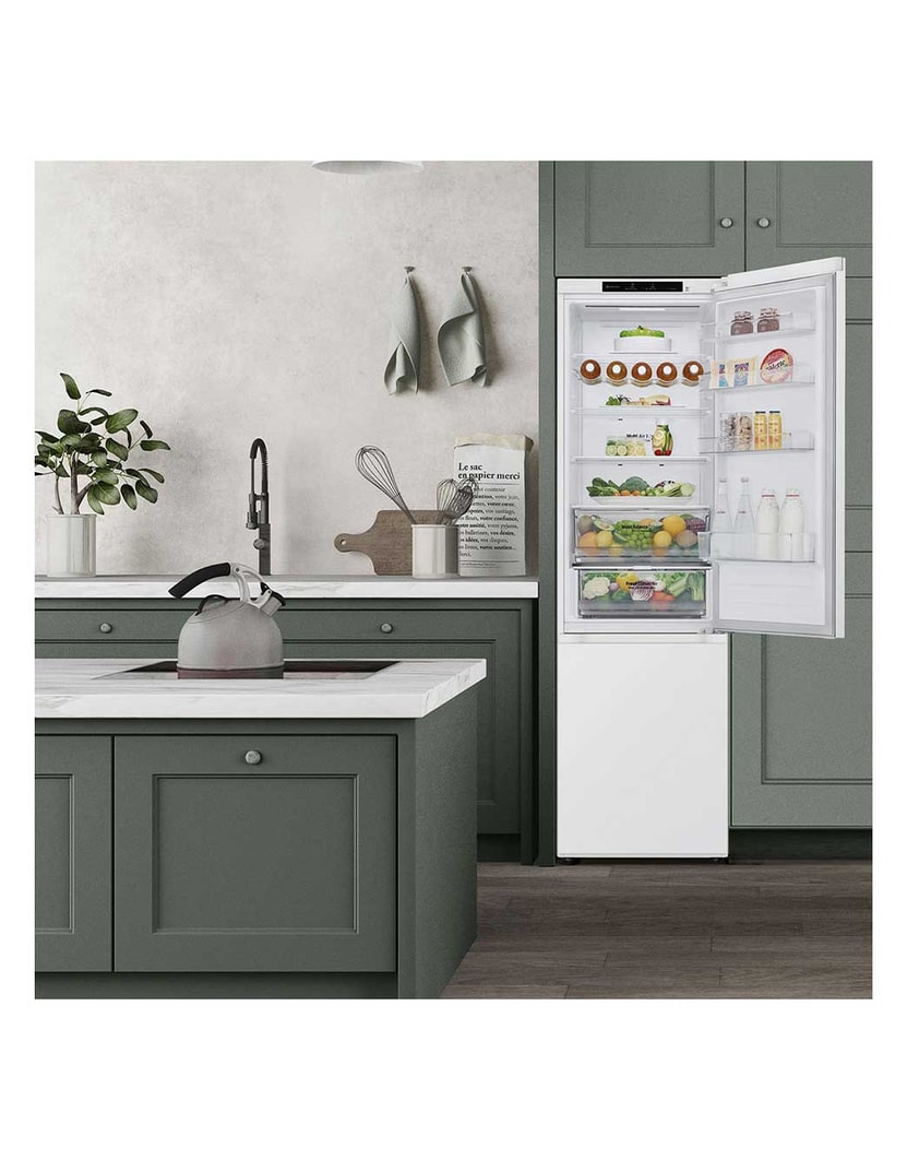 LG Outlet Frigorífico Combi Door Cooling+, 2,03m, Clasificación D, capacidad de 419l, blanco. Serie 300, GBV3200DSW.OUTLET