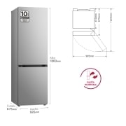 LG SERIE 500  Door Cooling+, 1,86  m, Clasificación D, capacidad de 374 l,  Inox antihuellas, GBV5140DPY vista frontal ladeada, GBV5140DPY