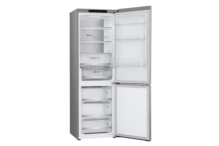 LG SERIE 500  Door Cooling+, 1,86  m, Clasificación D, capacidad de 374 l,  Inox antihuellas, GBV5140DPY vista frontal ladeada, GBV5140DPY
