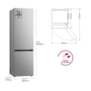 LG Outlet Frigorífico Combi Door Cooling+, 2,03m, Clasificación C, capacidad de 419l, inox antihuellas. Serie 500, GBV5240CPY.OUTLET