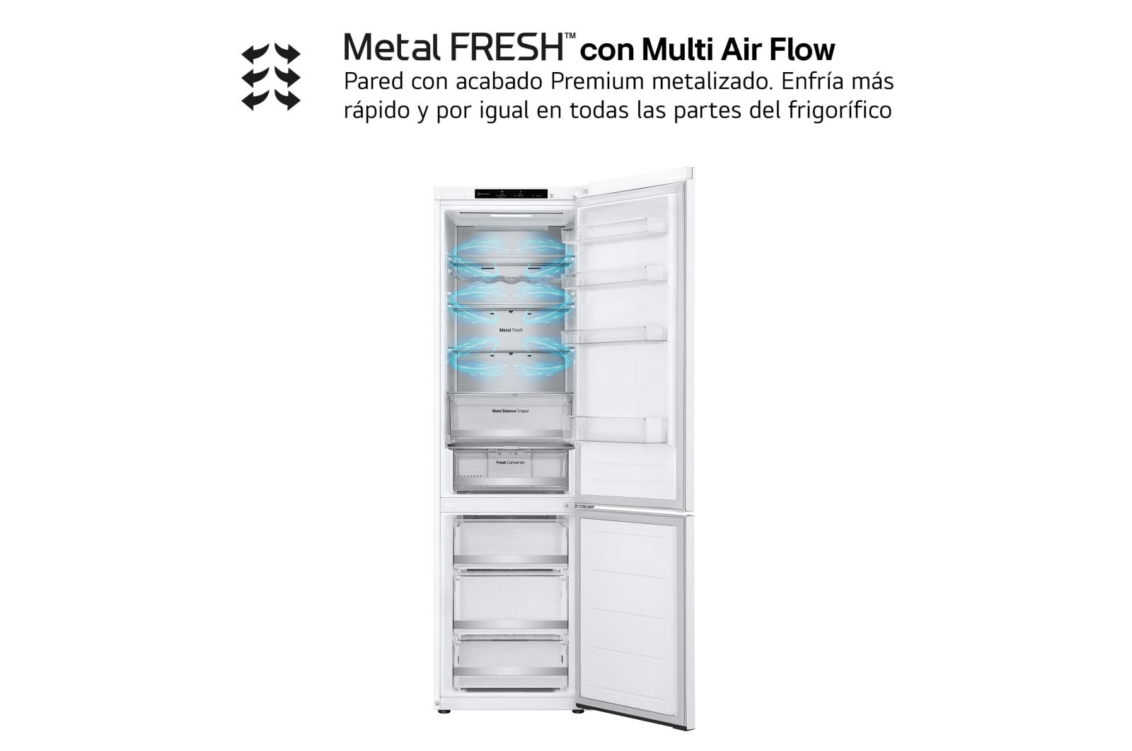 LG Outlet Frigorífico Combi Door Cooling+, 2,03m, Clasificación C, capacidad de 419l, blanco. Serie 500, GBV5240CSW.OUTLET
