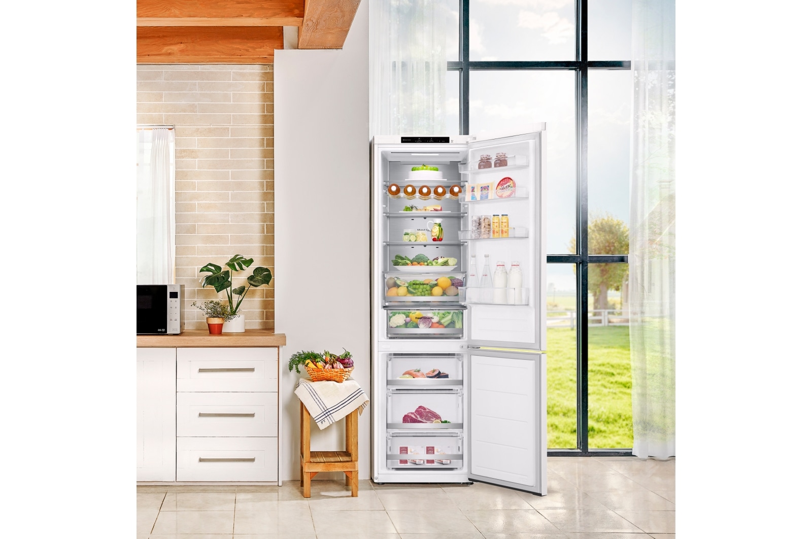 LG Outlet Frigorífico Combi Door Cooling+, 2,03m, Clasificación C, capacidad de 419l, blanco. Serie 500, GBV5240CSW.OUTLET