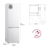 LG Outlet Frigorífico Combi Door Cooling+, 2,03m, Clasificación C, capacidad de 419l, blanco. Serie 500, GBV5240CSW.OUTLET