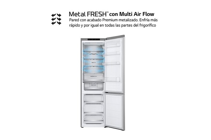 LG Outlet Frigorífico Combi Door Cooling+, 2m, Clasificación D, capacidad de 419l, Inox Antihuellas, Serie 500, GBV5240DPY.OUTLET