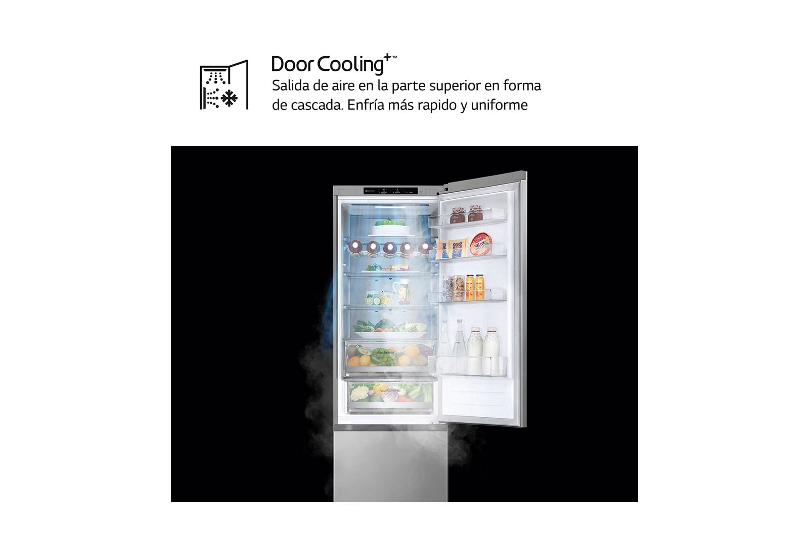 LG Outlet Frigorífico Combi Door Cooling+, 2m, Clasificación D, capacidad de 419l, Inox Antihuellas, Serie 500, GBV5240DPY.OUTLET
