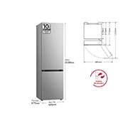 LG Outlet Frigorífico Combi Door Cooling+, 2m, Clasificación D, capacidad de 419l, Inox Antihuellas, Serie 500, GBV5240DPY.OUTLET