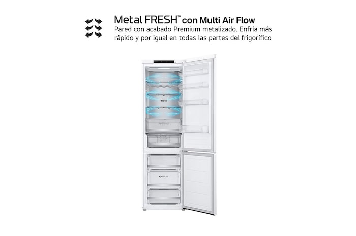 LG Outlet Frigorífico Combi Door Cooling+, 2,03m, Clasificación D, capacidad de 419l, blanco. Serie 500, GBV5240DSW.OUTLET