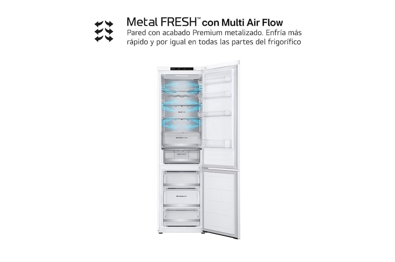 LG Outlet Frigorífico Combi Door Cooling+, 2,03m, Clasificación D, capacidad de 419l, blanco. Serie 500, GBV5240DSW.OUTLET