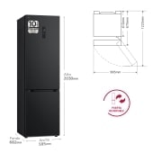 LG Door Cooling+, 2 m, Clasificación D, capacidad de 419 l, Acero negro-grisáceo mate antihuellas, GBV5250DEP, GBV5250DEP