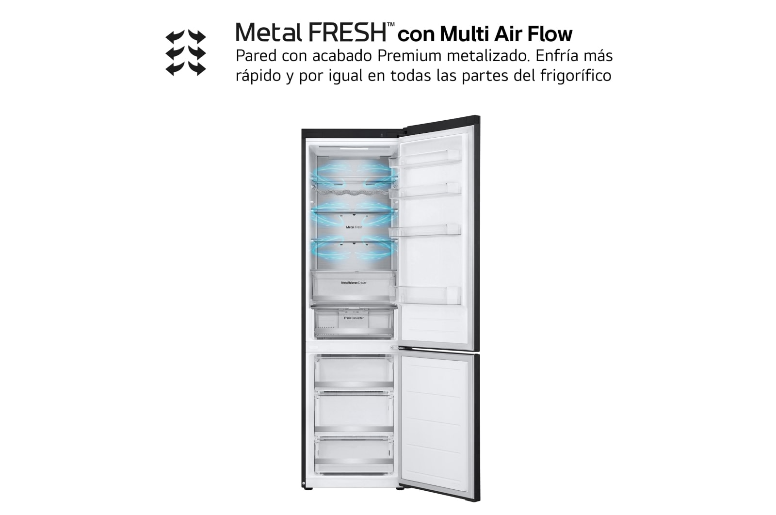 LG Door Cooling+, 2 m, Clasificación D, capacidad de 419 l, Acero negro-grisáceo mate antihuellas, GBV5250DEP, GBV5250DEP