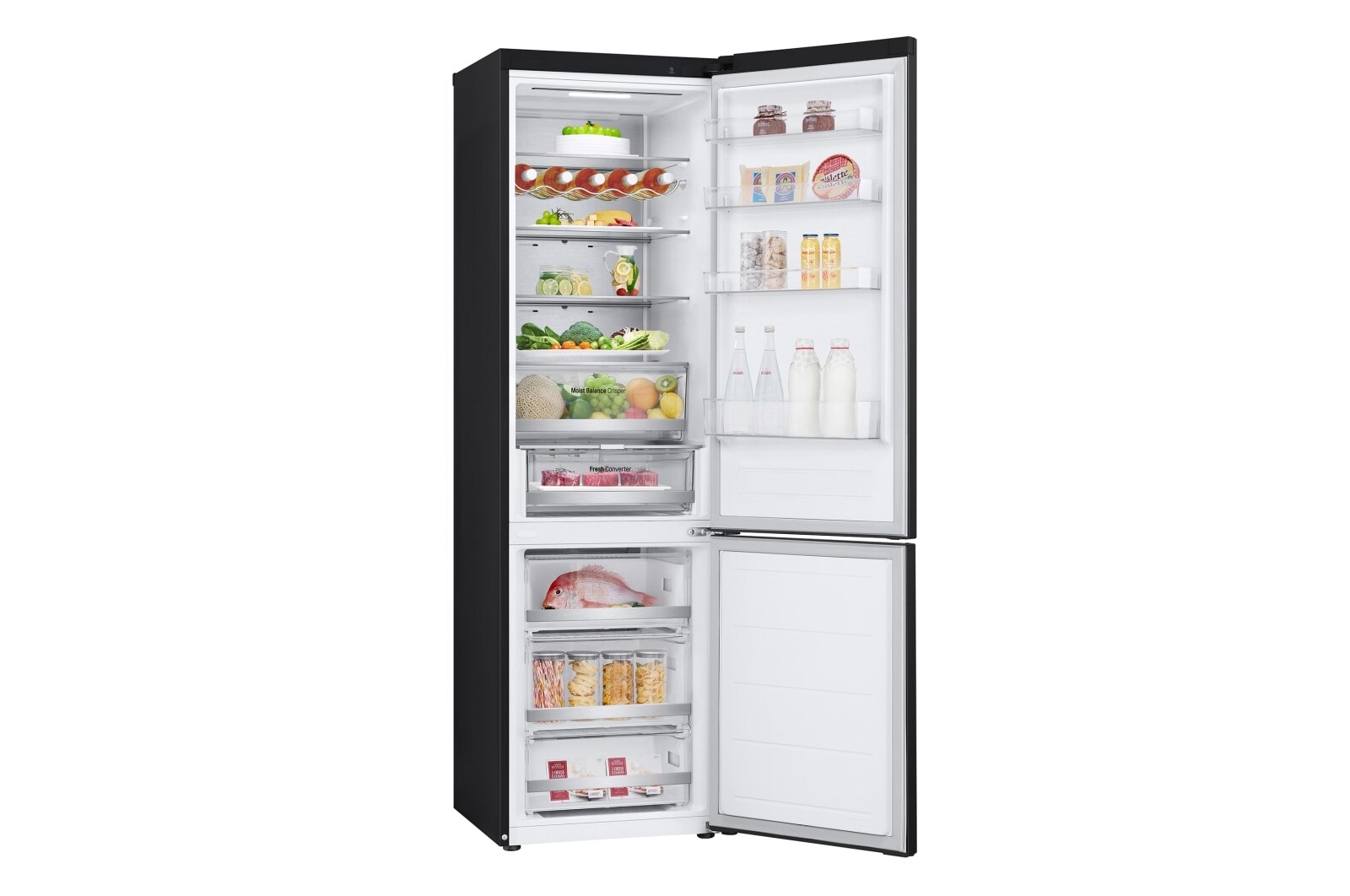 LG Door Cooling+, 2 m, Clasificación D, capacidad de 419 l, Acero negro-grisáceo mate antihuellas, GBV5250DEP, GBV5250DEP