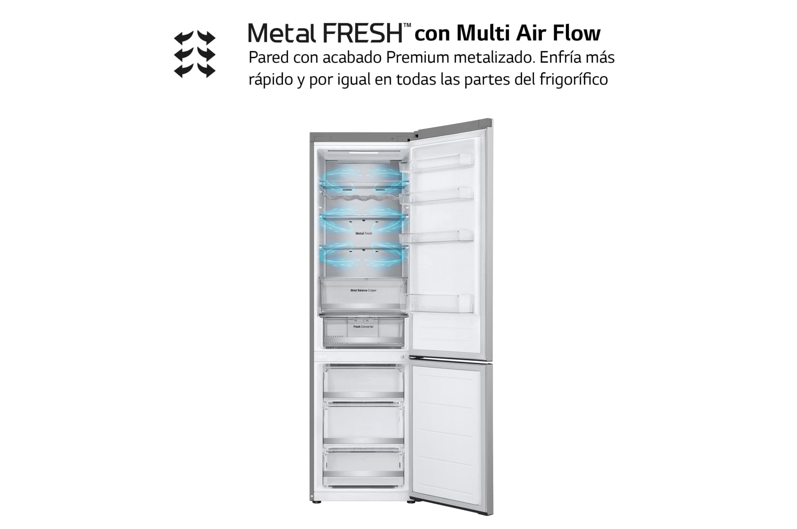 LG Frigorífico Combi Door Cooling+,  2,03m, Clasificación D, capacidad de 419l, blanco. Serie 500, GBV5250EPY, GBV5250EPY